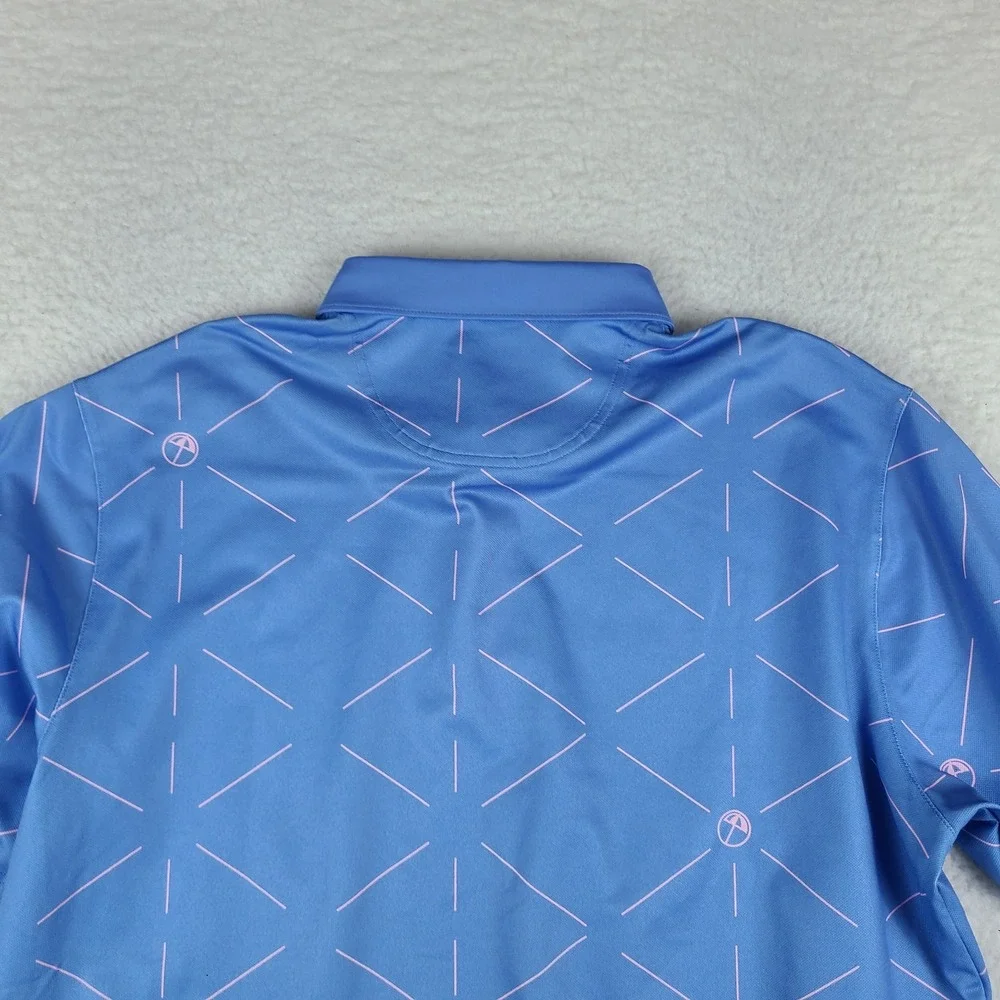 PUMA Arnold Palmer Polo Shirt Mens Large Blue Pink Performance Golf Short Sleeve